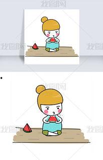 拼命吃瓜小孩图片卡通,卡通小孩的疯狂吃瓜日常